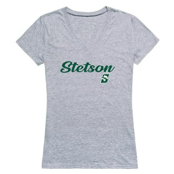 W Republic 555-387-HGY-01 Stetson University Script T-Shirt for Women, Heather Grey - Small