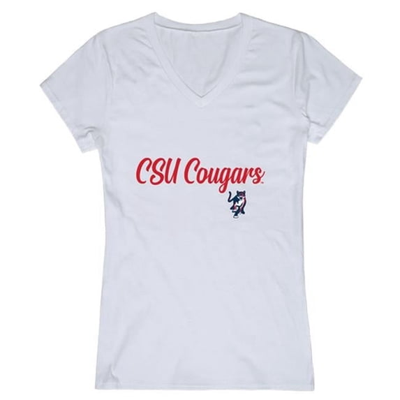 W Republic 555-464-WHT-02 Columbus State University Cougars Women Script T-Shirt, White - Medium