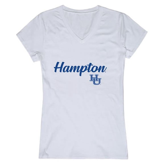 W Republic 555-489-WHT-03 Hampton University Pirates Women Script T-Shirt, White - Large