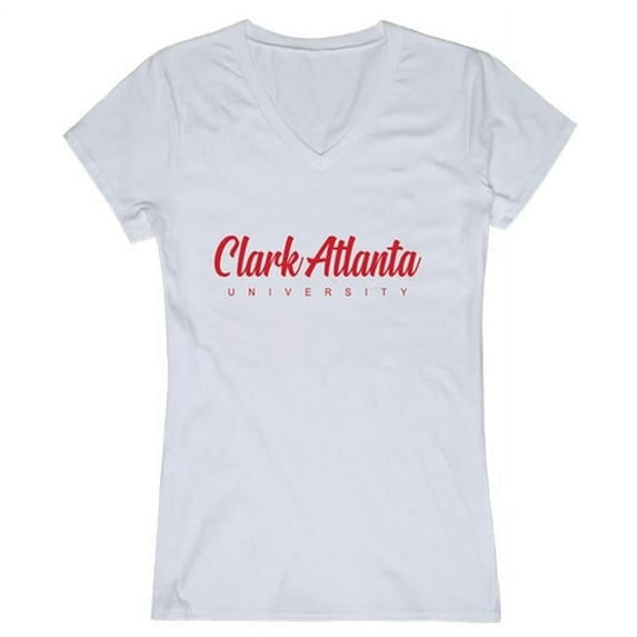 W Republic 555-512-WHT-03 Clark Atlanta University Panthers Women Script Short Sleeve T-Shirt, White - Large