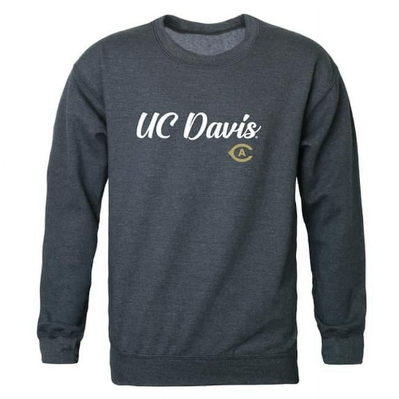 W Republic 556-161-HCH-02 University of California, Davis Mens Script Crewneck T-Shirt - Heather Charcoal, Medium