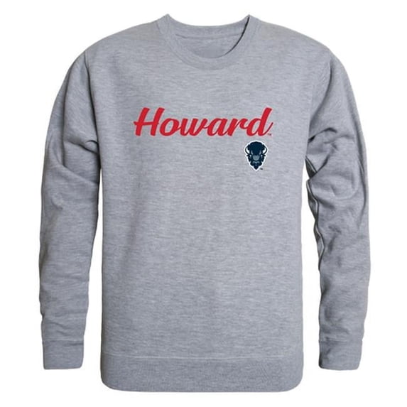 W Republic 556-171-HGY-01 Howard University Mens Script Crewneck T-Shirt, Heather Gray - Small