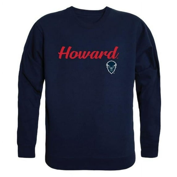 W Republic 556-171-NVY-04 Howard University Mens Script Crewneck T-Shirt, Navy - Extra Large