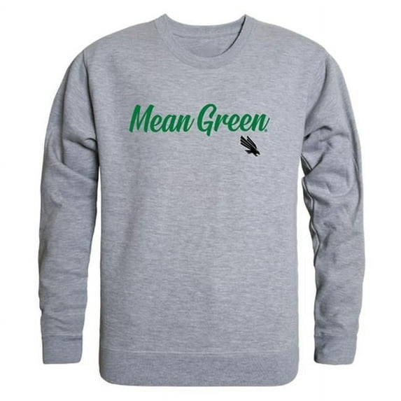 W Republic 556-195-HGY-03 University of North Texas Mens Script Crewneck T-Shirt, Heather Gray - Large