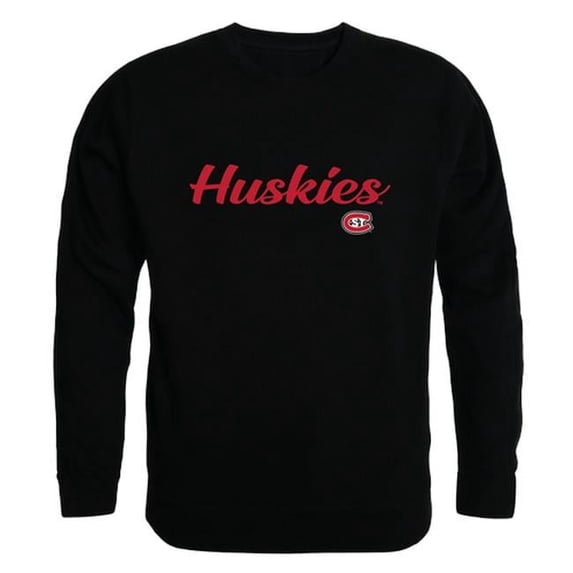 W Republic 556-237-BLK-01 Saint Cloud State University Mens Script Crewneck T-Shirt, Black - Small