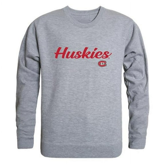 W Republic 556-237-HGY-01 Saint Cloud State University Mens Script Crewneck T-Shirt, Heather Gray - Small