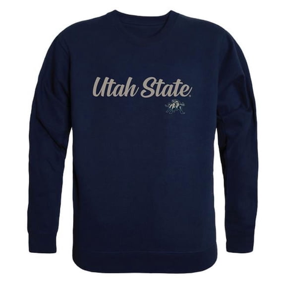 W Republic 556-250-NVY-05 Men Utah State Aggies Script Crew Fleece, Navy - 2XL