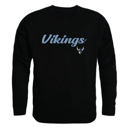 W Republic 556-252-BLK-03 Men Western Washington Vikings Script Crew Fleece, Black - Large
