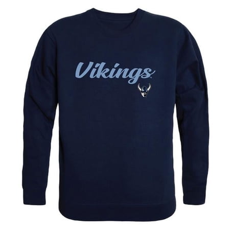 W Republic 556-252-NVY-02 Men Western Washington Vikings Script Crew Fleece, Navy - Medium