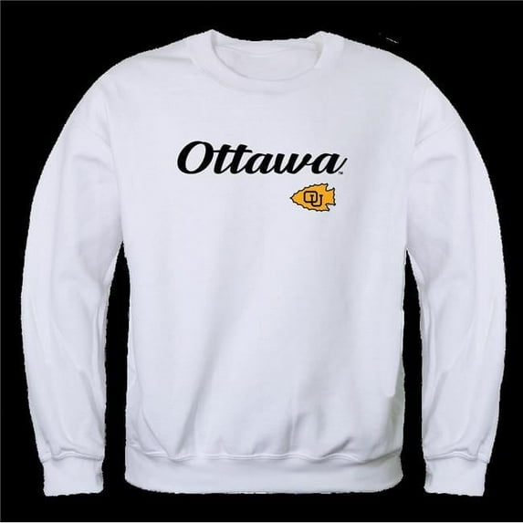 W Republic 556-253-WHT-01 University of Ottawa Braves Script Crewneck Sweatshirt, White - Small