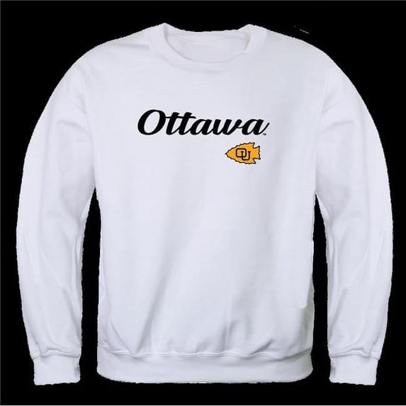 W Republic 556-253-WHT-03 University of Ottawa Braves Script Crewneck Sweatshirt, White - Large
