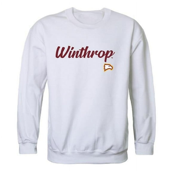 W Republic 556-255-WHT-04 Men Winthrop Eagles Script Crew Fleece, White - Extra Large