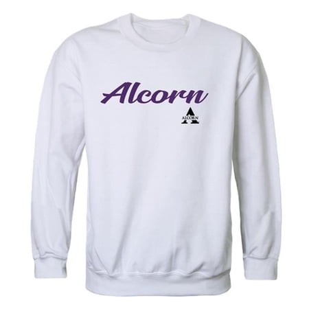 W Republic 556-261-WHT-04 Men Alcorn State Bravehawks Script Crew Fleece, White - Extra Large