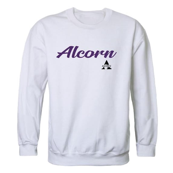 W Republic 556-261-WHT-04 Men Alcorn State Bravehawks Script Crew Fleece, White - Extra Large