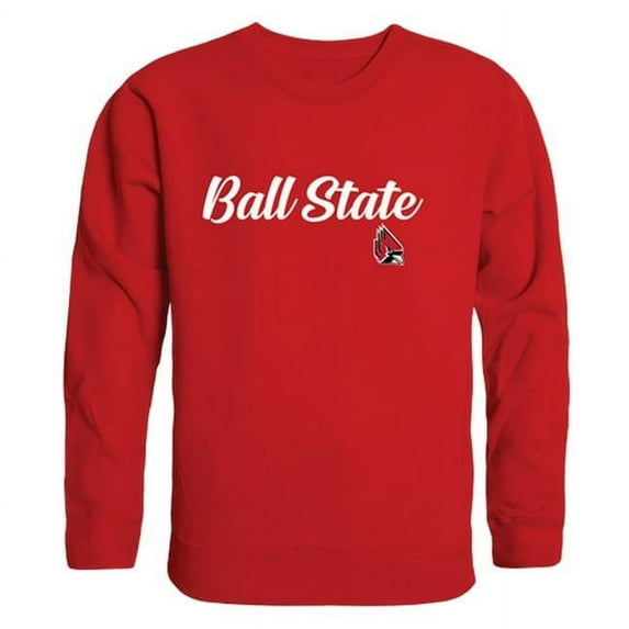 W Republic 556-264-RED-05 Men Ball State Cardinals Script Crew Fleece, Red - 2XL
