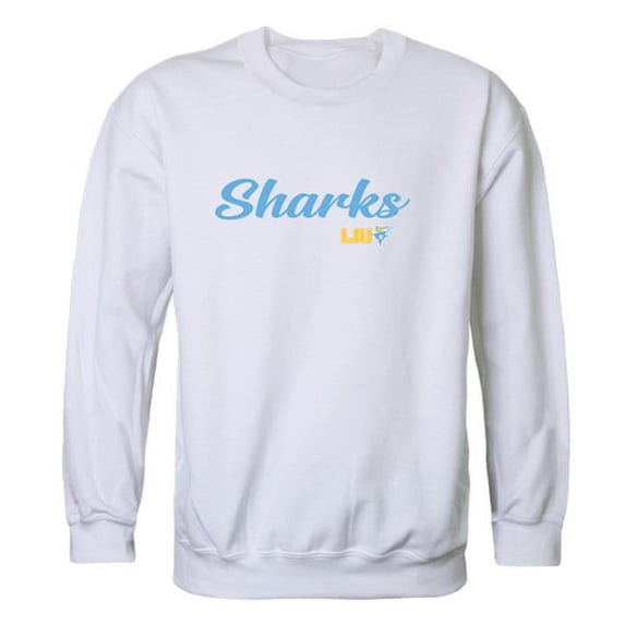 W Republic 556-329-WHT-03 Men Long Island Sharks Script Crew Fleece, White - Large
