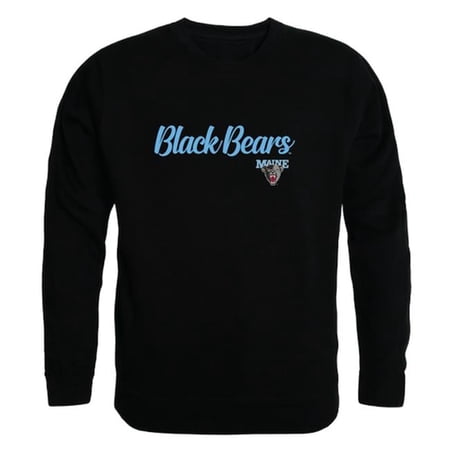 W Republic 556-334-BLK-03 Men Maine Black Bears Script Crew Fleece, Black - Large