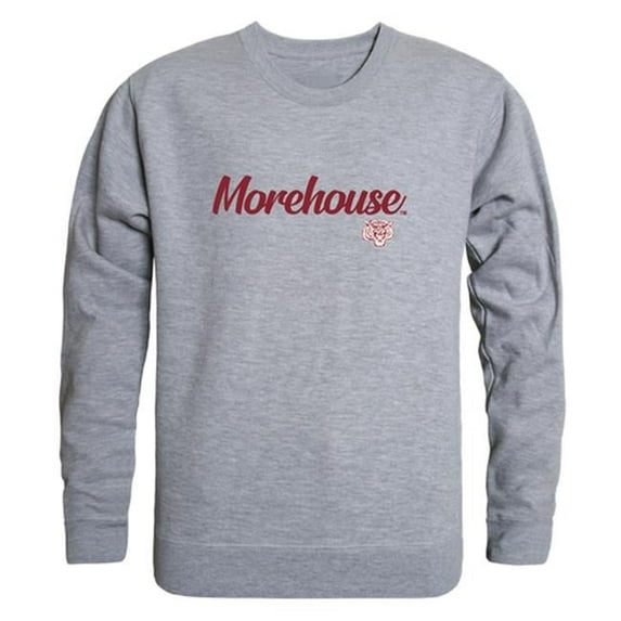 W Republic 556-346-HGY-05 Men Morehouse College Tigers Script Crew Fleece, Heather Grey - 2XL