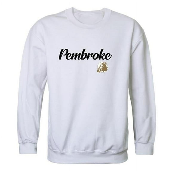 W Republic 556-352-WHT-03 Men UNC Pembroke Braves Script Crew Fleece, White - Large