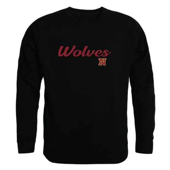 W Republic 556-355-BLK-02 Men Northern State University Wolves Script Crew Fleece, Black - Medium