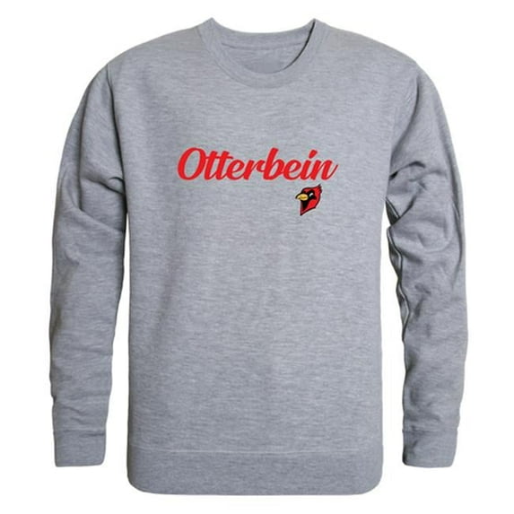 W Republic 556-361-HGY-02 Men Otterbein University Cardinals Script Crew Fleece, Heather Grey - Medium