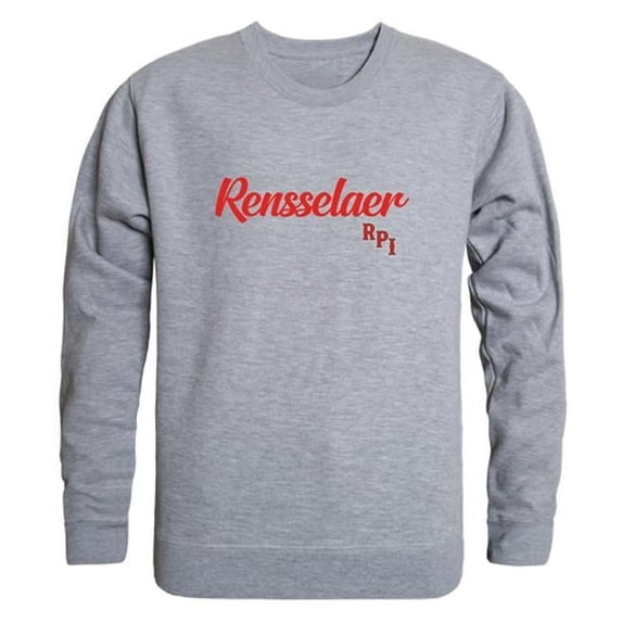 W Republic 556-367-HGY-01 Men Rensselaer Polytechnic Institute Script Crew Fleece, Heather Grey - Small