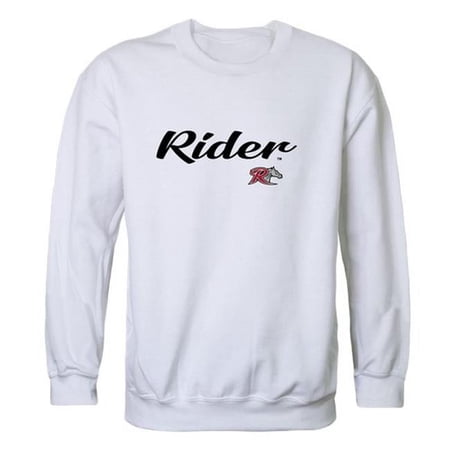 W Republic 556-368-WHT-02 Men Rider University Broncos Script Crew Fleece, White - Medium