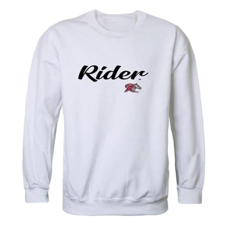 W Republic 556-368-WHT-04 Men Rider University Broncos Script Crew Fleece, White - Extra Large