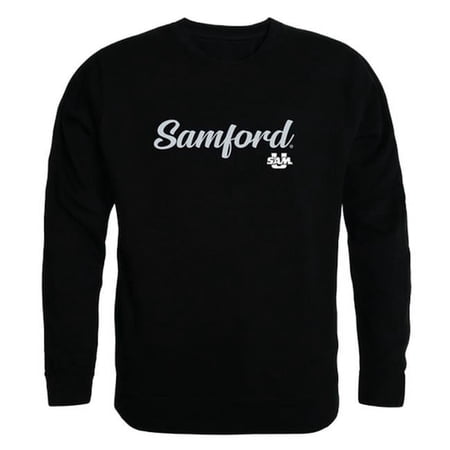 W Republic 556-375-BLK-01 Men Samford University Bulldogs Script Crew Fleece, Black - Small