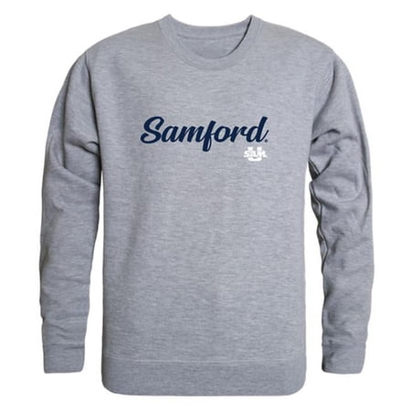 W Republic 556-375-HGY-01 Men Samford University Bulldogs Script Crew Fleece, Heather Grey - Small