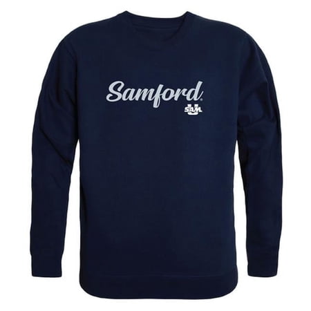 W Republic 556-375-NVY-05 Men Samford University Bulldogs Script Crew Fleece, Navy - 2XL