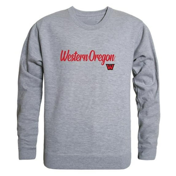 W Republic 556-406-HGY-05 Western Oregon University Script Crewneck T-Shirt, Heather Grey - 2XL