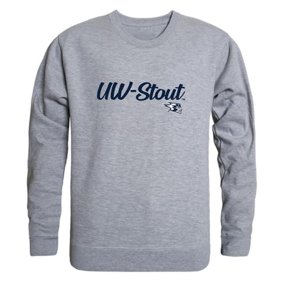 W Republic 556-413-HGY-03 University of Wisconsin-Stout Script Crewneck T-Shirt, Heather Grey - Large