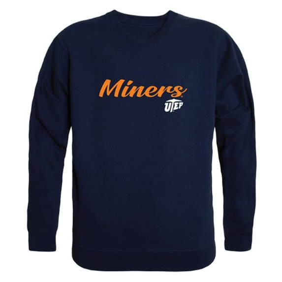 W Republic 556-434-NVY-02 University of Texas at El Paso Script Crewneck T-Shirt, Navy - Medium