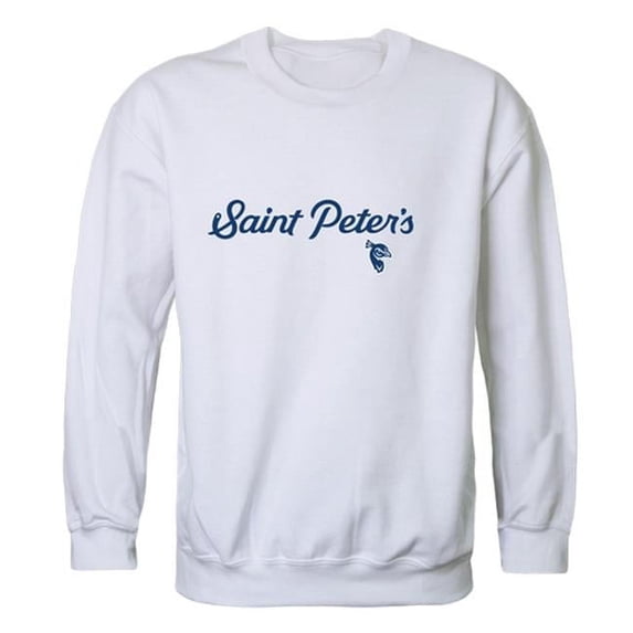 W Republic 556-473-WHT-04 Saint Peters University Peacocks Script Crewneck Sweatshirt, White - Extra Large