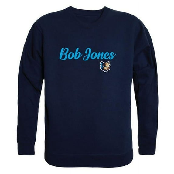 W Republic 556-502-NVY-03 Bob Jones University Bruins Script Crewneck Sweatshirt, Navy - Large