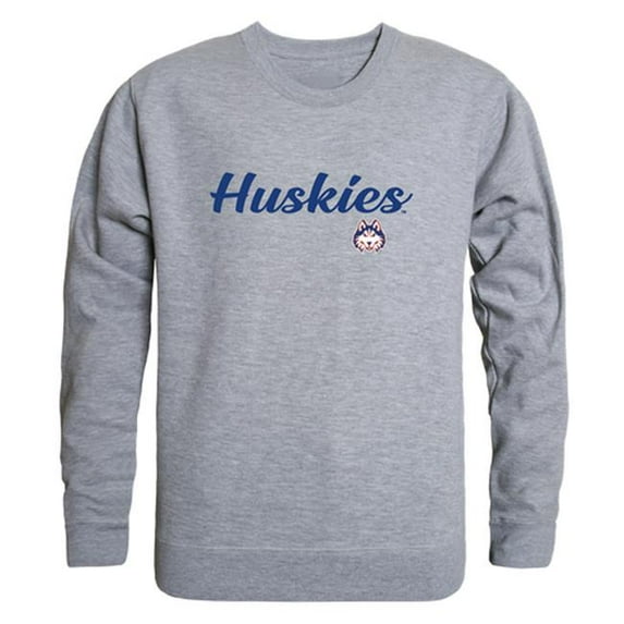 W Republic 556-524-HGY-03 Houston Baptist University Huskies Script Crewneck Sweatshirt, Heather Grey - Large
