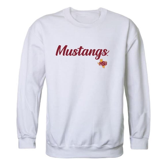 W Republic 556-543-WHT-01 Midwestern State University Mustangs Script Crewneck Sweatshirt, White - Small