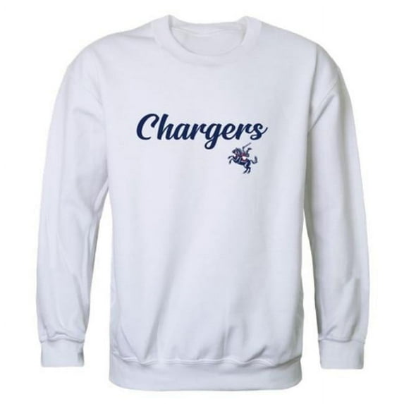 W Republic 556-623-WHT-02 Carl Sandburg College Chargers Script Crewneck Sweatshirt, White - Medium