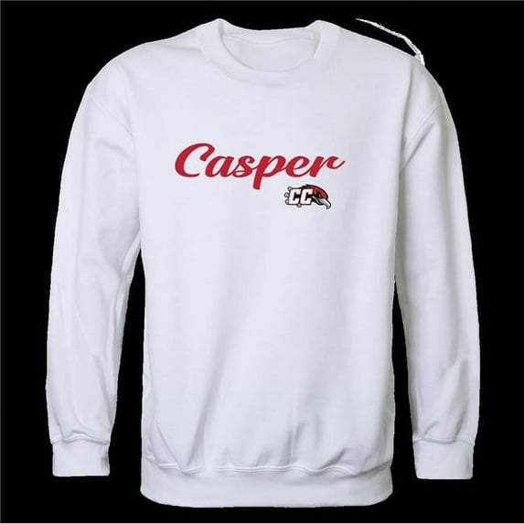 W Republic 556-625-WHT-01 Casper College Thunderbirds Script Crewneck Sweatshirt, White - Small