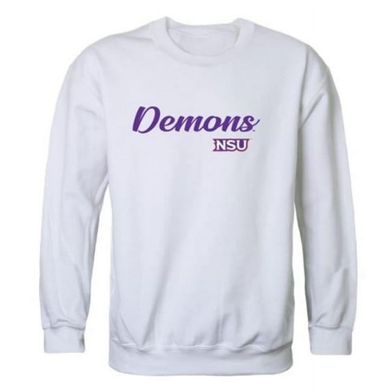 W Republic 556-689-WHT-04 Northwestern State University Demons Script Crewneck Sweatshirt, White - Extra Large