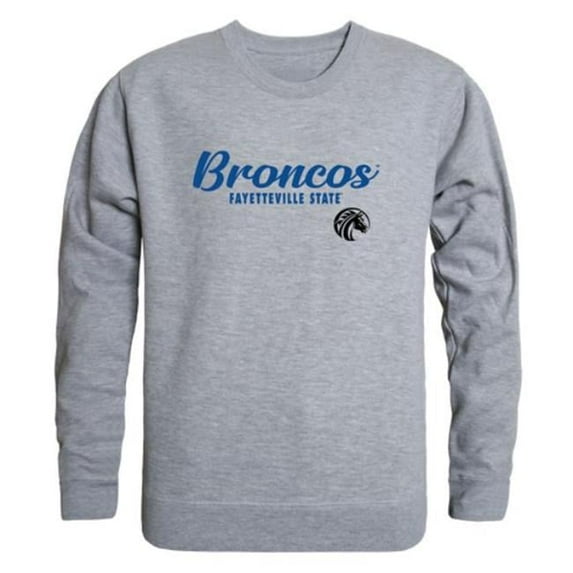 W Republic 556-716-HGY-02 Fayetteville State University Broncos Script Crewneck Sweatshirt, Heather Grey - Medium