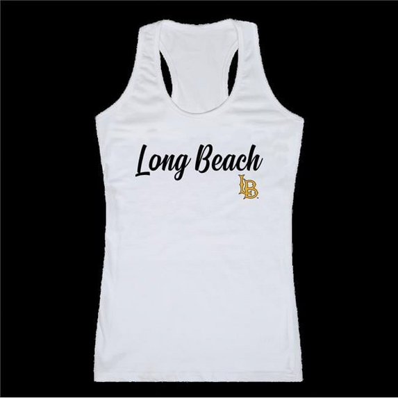 W Republic 557-109-WT2-04 California State University Long Beach Beach Script Tank Top, White - Extra Large