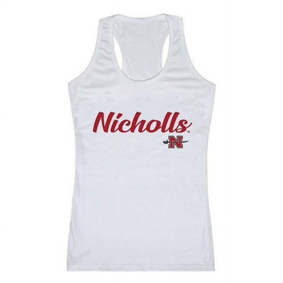 W Republic 557-138-WHT-01 Nicholls State University Womens Script Tank Top, White - Small
