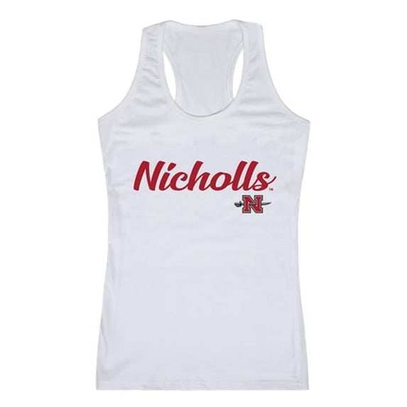 W Republic 557-138-WHT-02 Nicholls State University Womens Script Tank Top, White - Medium
