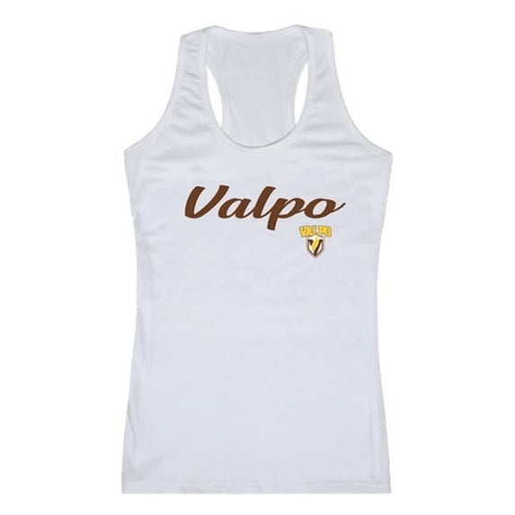 W Republic 557-154-WHT-02 Valparaiso University Womens Script Tank Top, White - Medium
