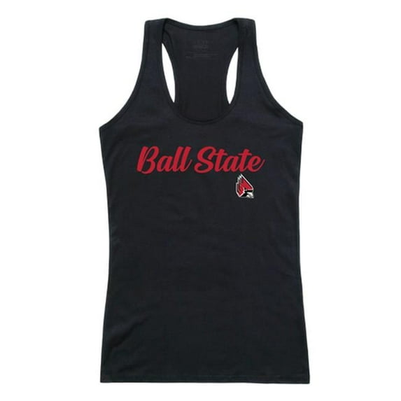 W Republic 557-264-BLK-02 Women Ball State Cardinals Script Tank T-Shirt, Black - Medium