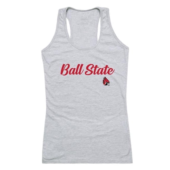 W Republic 557-264-HGY-02 Women Ball State Cardinals Script Tank T-Shirt, Heather Grey - Medium