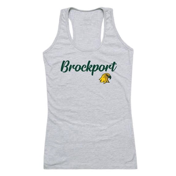 W Republic 557-271-HGY-02 Women College At Brockport Script Tank T-Shirt, Heather Grey - Medium