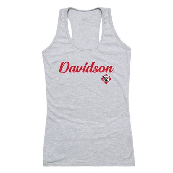 W Republic 557-288-HGY-02 Women Davidson College Wildcats Script Tank T-Shirt, Heather Grey - Medium